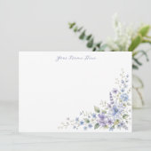 Persoonlijke Blauwe Wilde Bloem Notitiekaarten (Staand voorkant)