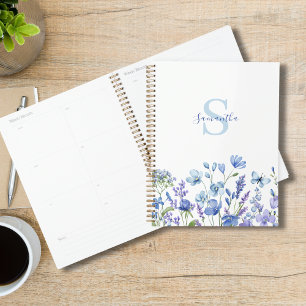 Persoonlijke Blauwe Wilde Bloem Waterverf Bloemen Planner