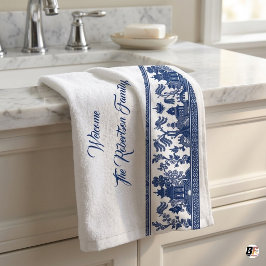 Persoonlijke Blauwe Wilg Chinoiserie Familie Welko Handdoek