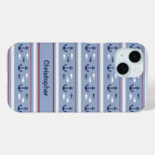 Persoonlijke Blauwe Witte Nautilische Ankers Case-Mate iPhone Case (Achterkant (horizontaal))