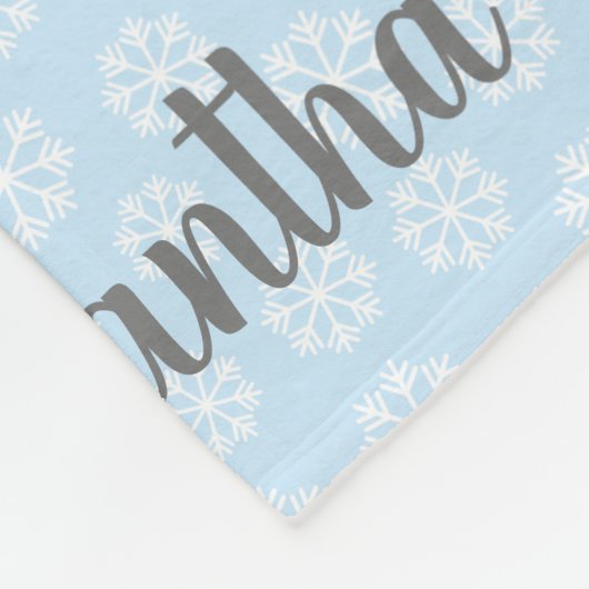 Persoonlijke blauwe witte sneeuwvlok fleece deken (Hoek)