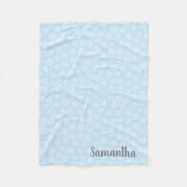 Persoonlijke blauwe witte sneeuwvlok fleece deken