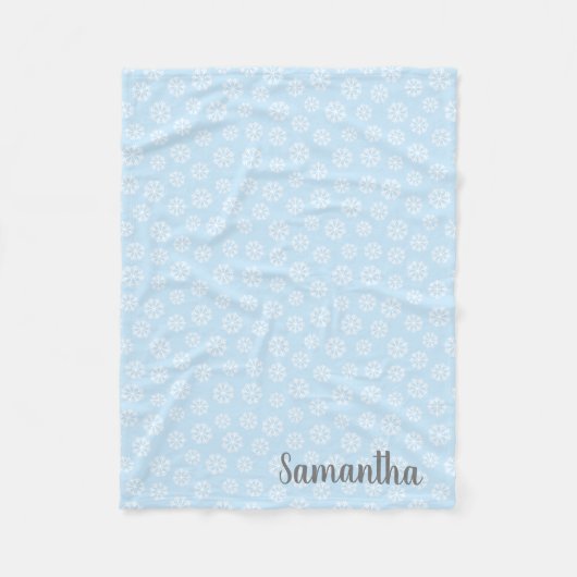 Persoonlijke blauwe witte sneeuwvlok fleece deken (Voorkant)