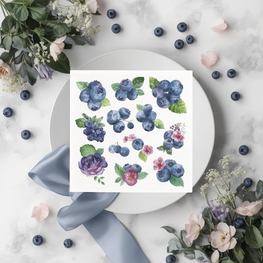 Persoonlijke blauwebesflorale papieren servetten