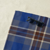 Persoonlijke blauwgrijze tartan cadeaus voor manne strandlaken (In situ)