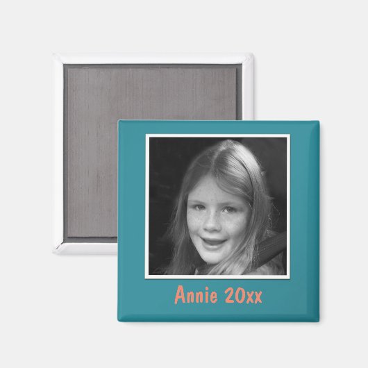 Persoonlijke Blauwgroen begroeting Aangepaste foto Magneet (Voorkant / Achterkant)