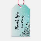 Persoonlijke Blauwgroen Bokeh Dank u Gift Labels Cadeaulabel (Voorkant)