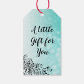Persoonlijke Blauwgroen Bokeh Dank u Gift Labels Cadeaulabel (Achterkant)