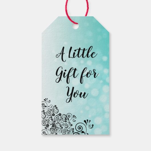 Persoonlijke Blauwgroen Bokeh Dank u Gift Labels Cadeaulabel (Achterkant)