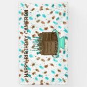 Persoonlijke Blauwgroen en bruine Stippen Happy Bi Spandoek (Verticaal)