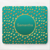 Persoonlijke Blauwgroen en goudmonogram Mousepad Muismat (Voorkant)