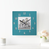 Persoonlijke Blauwgroen foto met omlijsting Vierkante Klok (Huis)