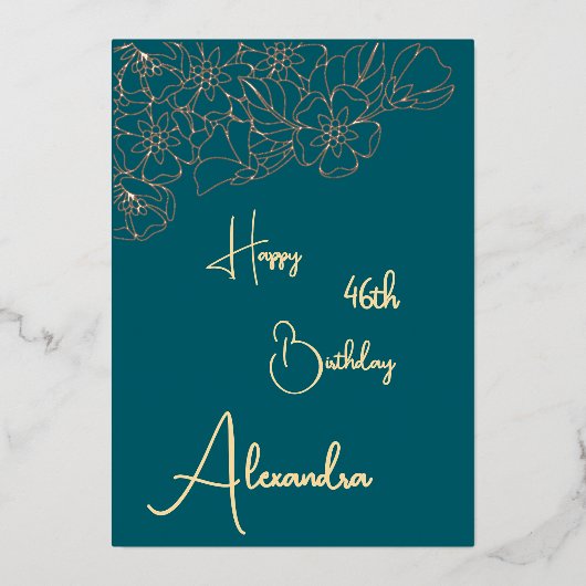 Persoonlijke Blauwgroen & Goud Genoemd & Aged Verj Folie Uitnodiging (Voorkant)