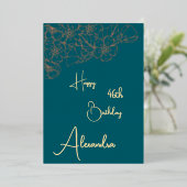 Persoonlijke Blauwgroen & Goud Genoemd & Aged Verj Folie Uitnodiging (Staand Voorkant)