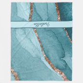 Persoonlijke Blauwgroen goudmarmer Agate Flee Turq Fleece Deken (Voorkant)