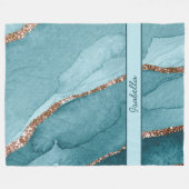 Persoonlijke Blauwgroen goudmarmer Agate Flee Turq Fleece Deken (Voorkant (Horizontaal))