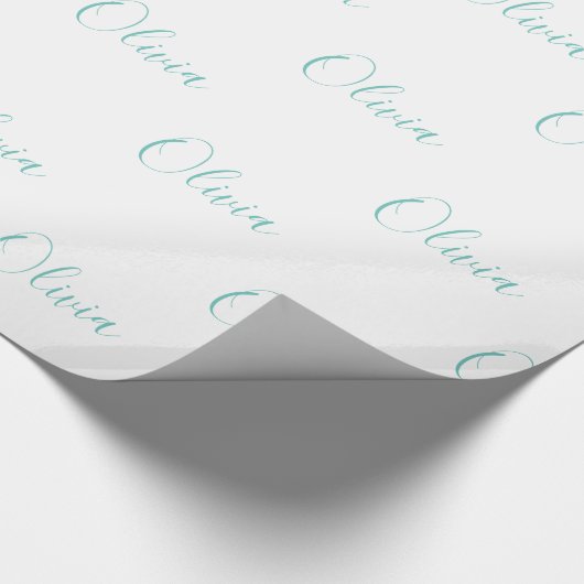 Persoonlijke Blauwgroen meisjeslegante naam Cadeaupapier (Hoek)