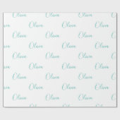 Persoonlijke Blauwgroen meisjeslegante naam Cadeaupapier (Vlak)