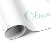 Persoonlijke Blauwgroen meisjeslegante naam Cadeaupapier (Rol Hoek)