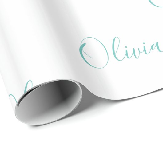 Persoonlijke Blauwgroen meisjeslegante naam Cadeaupapier (Rol Hoek)