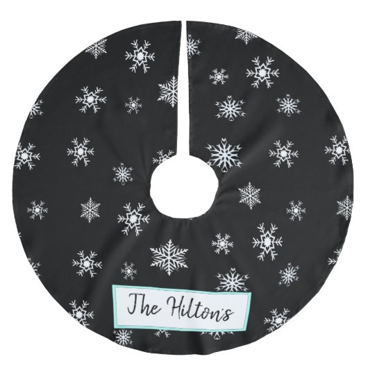 Persoonlijke Blauwgroen Snowflake-kerstrok Kerstboom Rok (Voorkant)