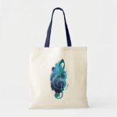 Persoonlijke , Blauwgroen Treble Clef Muziek Tote Bag (Voorkant)