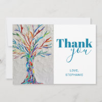 Persoonlijke Blauwgroen Typografie Boom Dank u