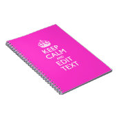 Persoonlijke BLIJF KALM EN Jouw Tekst Fel Roze Notitieboek (Rechterzijde)