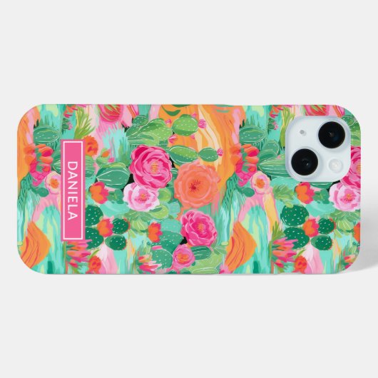 Persoonlijke Bloeiende Woestijncactussen Case-Mate iPhone Case (Achterkant (horizontaal))