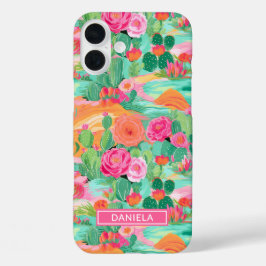 Persoonlijke Bloeiende Woestijncactussen iPhone 16 Plus Hoesje
