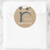 Persoonlijke bloem 10e trouwdag ronde sticker (Tas)