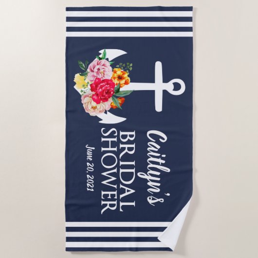 Persoonlijke bloem-anker bruidsfeest strand  strandlaken (Voorkant)