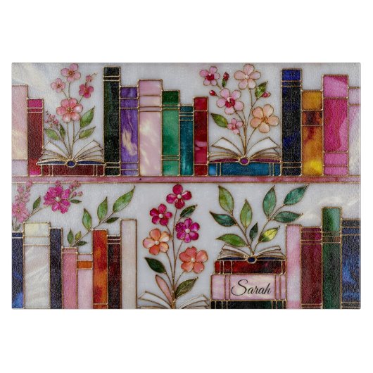 Persoonlijke Bloem Boekenplank Glas Snijplank (Voorkant)