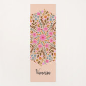 Persoonlijke Bloem Natuur Mandala Roze Yogamat (Voorkant)