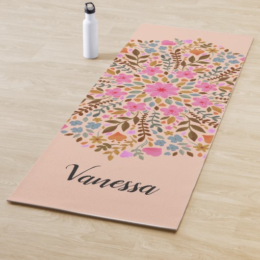 Persoonlijke Bloem Natuur Mandala Roze Yogamat (In situ)