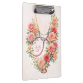Persoonlijke bloem Roze Roos Stethoscoop Klembord (Rechts)