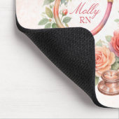 Persoonlijke bloem roze roos stethoscoop muismat (Hoek)