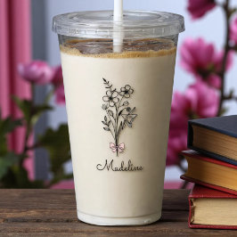 Persoonlijke bloem Roze strik voor bruidsmeisje Acryl Drinkbeker