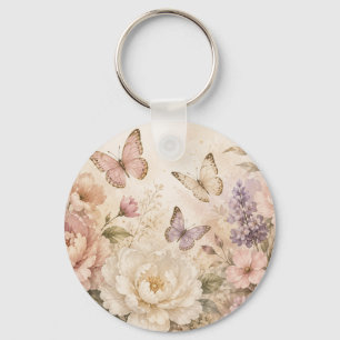 Persoonlijke Bloem Vlinder Acryl Sleutelhanger