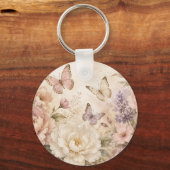 Persoonlijke Bloem Vlinder Acryl Sleutelhanger (Voorkant)