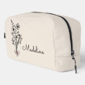 Persoonlijke bloemachtige beige bruidsmeisje toilettasje (Rechterhoek)