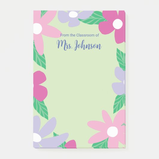 Persoonlijke bloemachtige leraar post-it® notes (Voorkant)