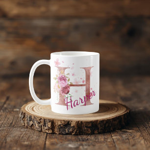 Persoonlijke bloemen beginletter mok – Letter H