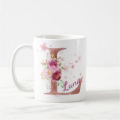 Persoonlijke bloemen beginletter mok – Letter L (Links)