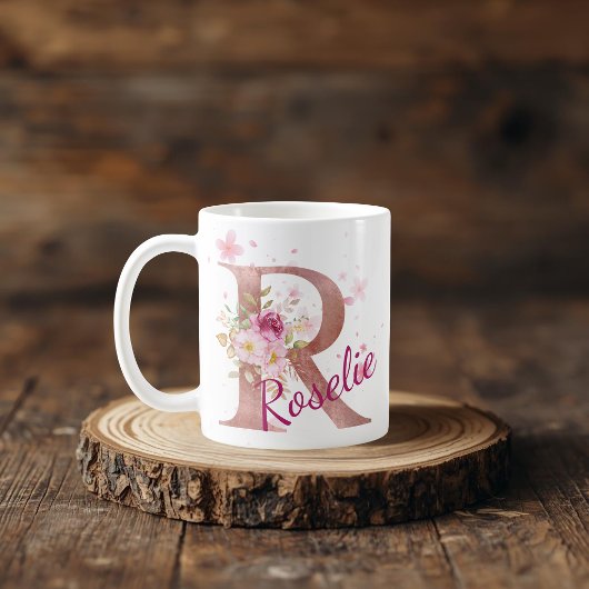 Persoonlijke bloemen beginletter mok – Letter R