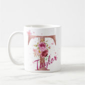 Persoonlijke bloemen beginletter mok – Letter T (Links)
