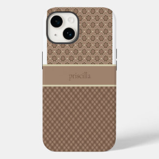 Persoonlijke bloemen en een geruit telefoonhoesje iPhone 14 hoesje