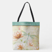 Persoonlijke bloemen en libel tote bag (Voorkant)