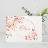 Persoonlijke bloemen in roze briefpapier kaart (Staand voorkant)