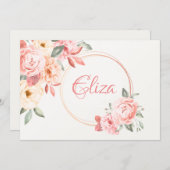 Persoonlijke bloemen in roze briefpapier kaart (Voorkant / Achterkant)